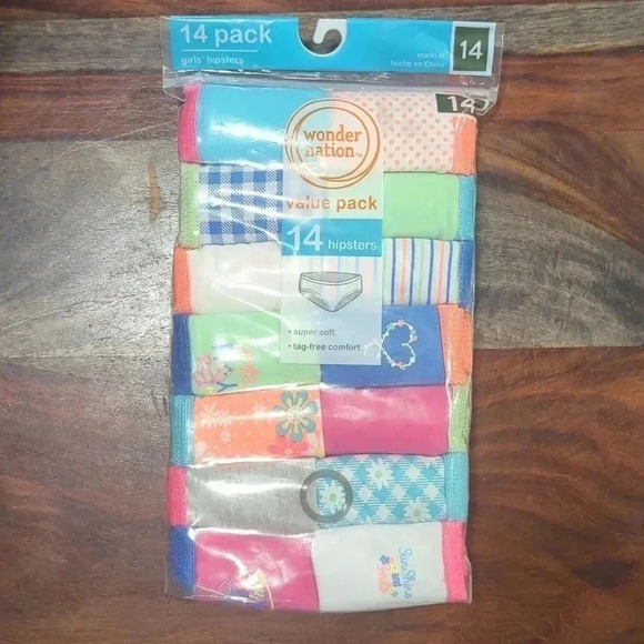 Wonder Nation Girls Hipster, 14-Pack Size 14 - Picture 1 of 4
